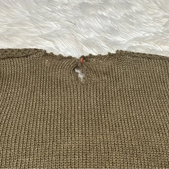 Mu Fashion Women's Floral Sunflower Sweater Olive Green Balloon Sleeves - Picture 6 of 10